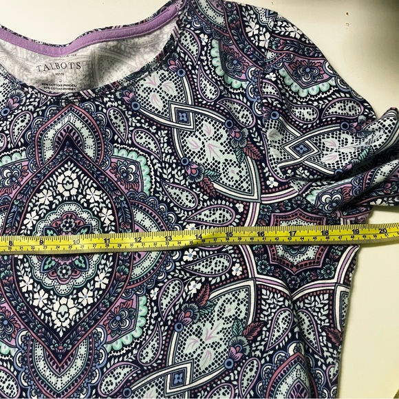 Talbots Purple and Black Patterned Long Sleeve Top Size LP Cotton Blend Classic - Picture 9 of 11